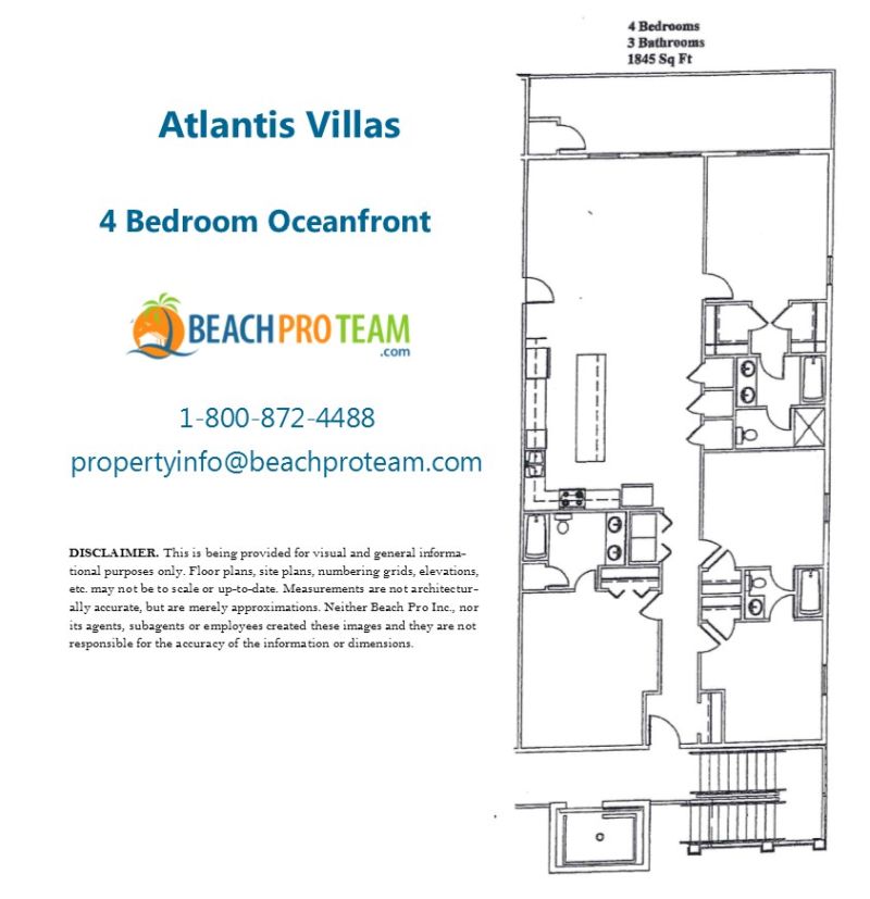 Atlantis Villas Floor Plan - 4 Bedroom Oceanfront